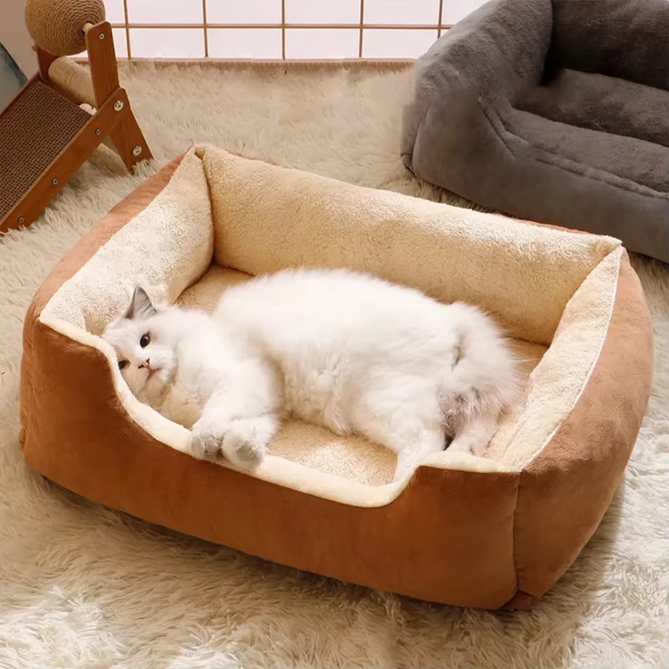 Premium Cat and Dog Bed with Cushions - Essential Pet Accessories and Habitat Supplies