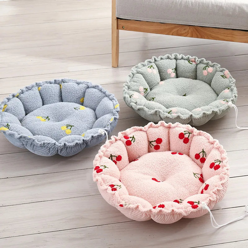 Premium Adjustable Cloud Velvet Cat and Dog Nest - Dual Purpose Warm Plush Pet Bed in Pumpkin Design