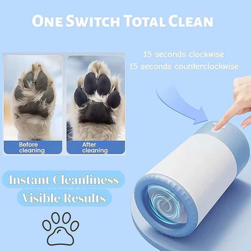 Automatic Portable Pet Paw Cleaner with Soft Silicone Brush, USB-C Rechargeable and Waterproof Design